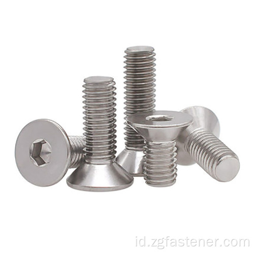 A2-70 Kecil Hexagon Socket Counterk Head Screws Din7991